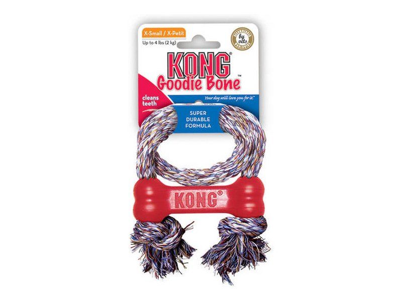 KONG Goodie Bone Kemik Şeklinde İp Sallantılı Çok Amaçlı Köpek Oyuncağı XS