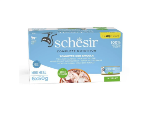 Schesir Tam ve Dengeli Ton Balığı ile Levrekli Jöle İçinde Multipack Kedi Konservesi 6x50g  skt:03/28