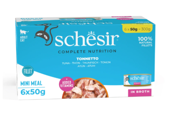 Schesir Tam ve Dengeli Ton Balıklı Pişirme Suyunda Kedi Konservesi Multipack 6x50g skt:03/28