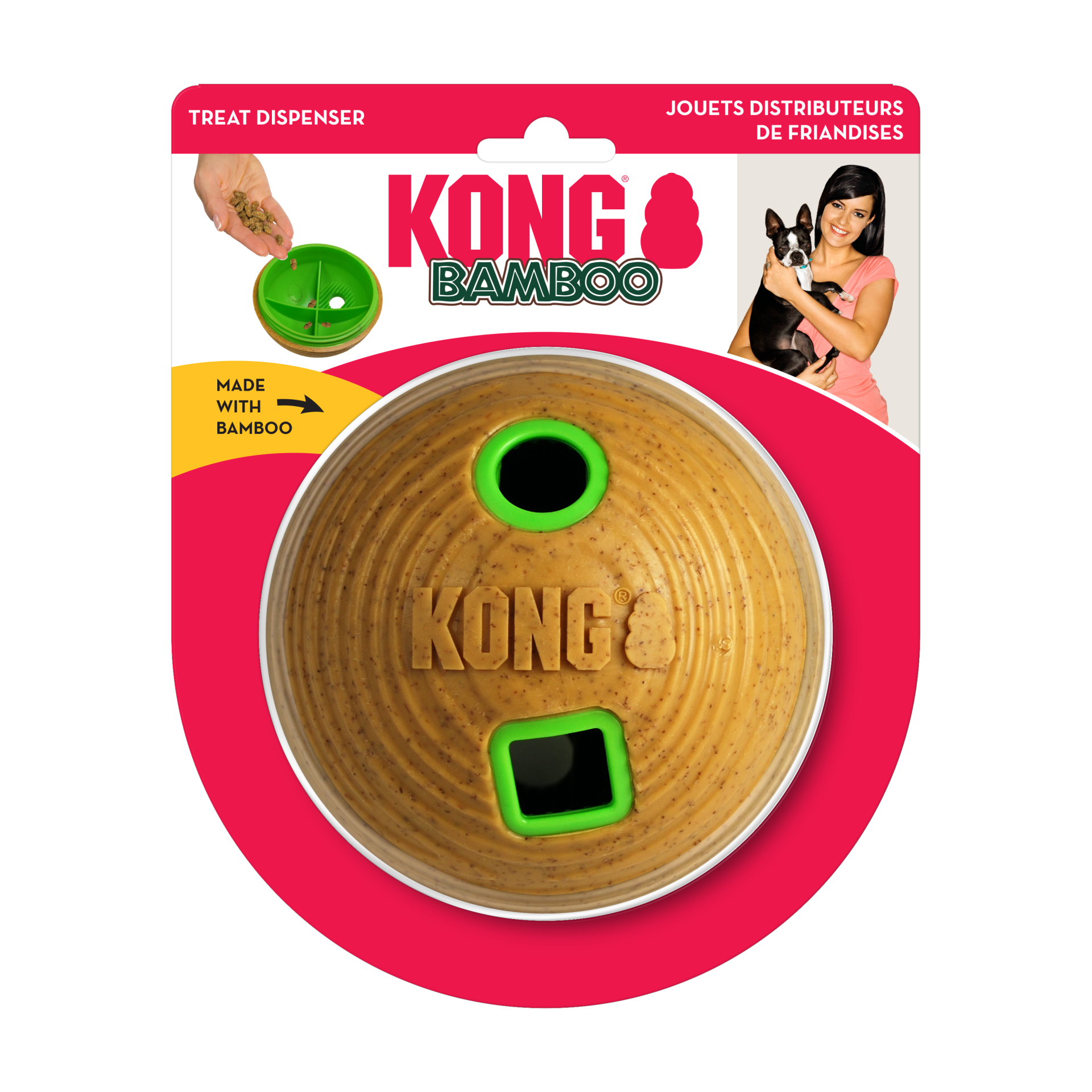 KONG Bamboo Feeder Köpekler için Top Şeklinde Ödül Maması Dağıtma Oyuncağı M
