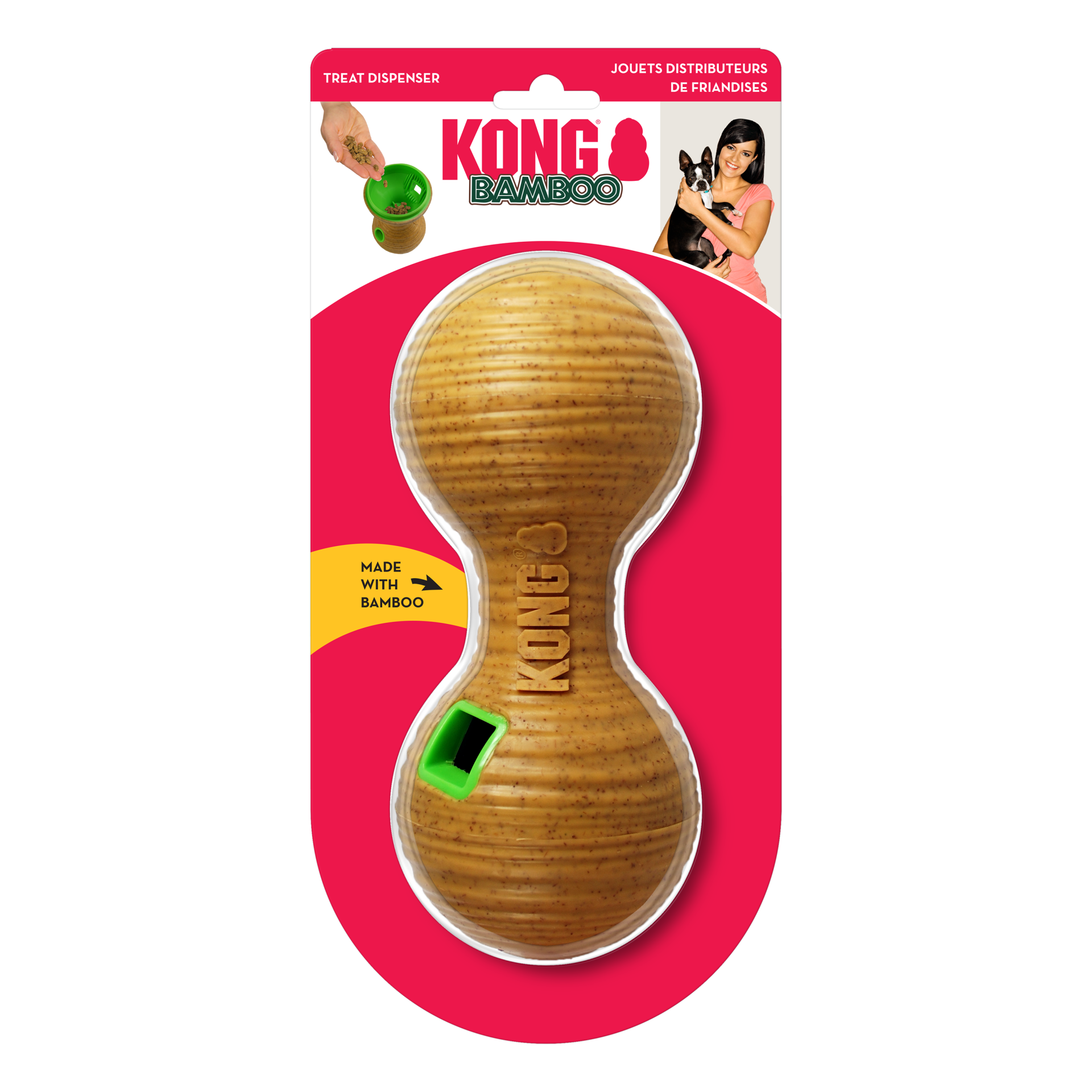 KONG Bamboo Feeder Köpekler için Dambıl Şeklinde Ödül Maması Dağıtma Oyuncağı M