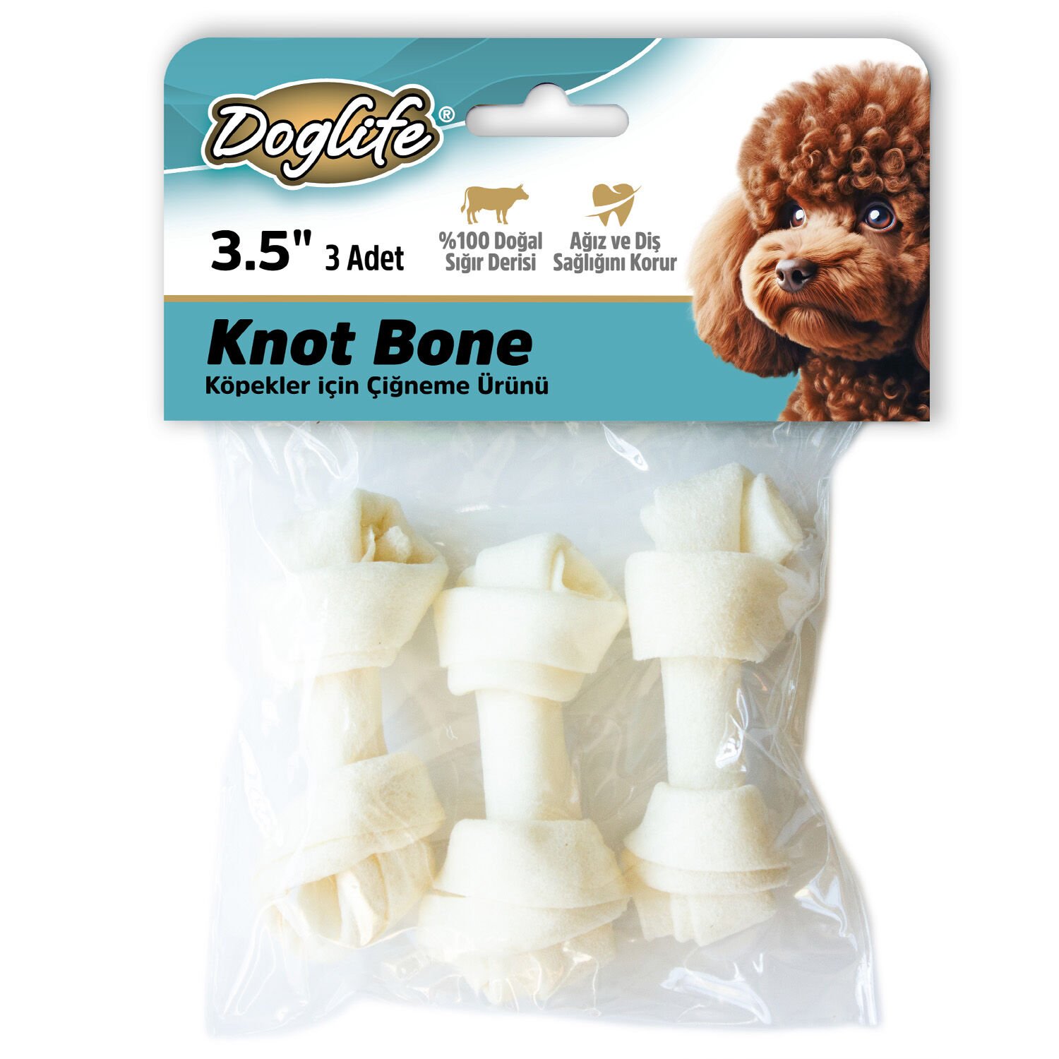 202692-Doglife Düğümlü Kemik White 18-20Gr/Ad. 3Lü