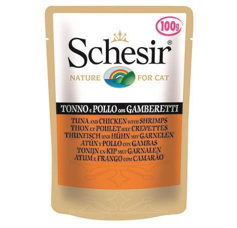 Schesir Ton Balıklı Tavuklu Ve Karidesli Yetişkin Kedi Yaş Mama 85 Gr Gr 20 Adet Skt:08/26