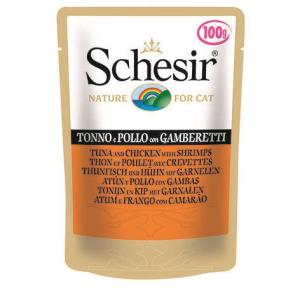 Schesir Ton Balıklı Tavuklu Ve Karidesli Yetişkin Kedi Yaş Mama 85 Gr Gr 20 Adet Skt:08/26