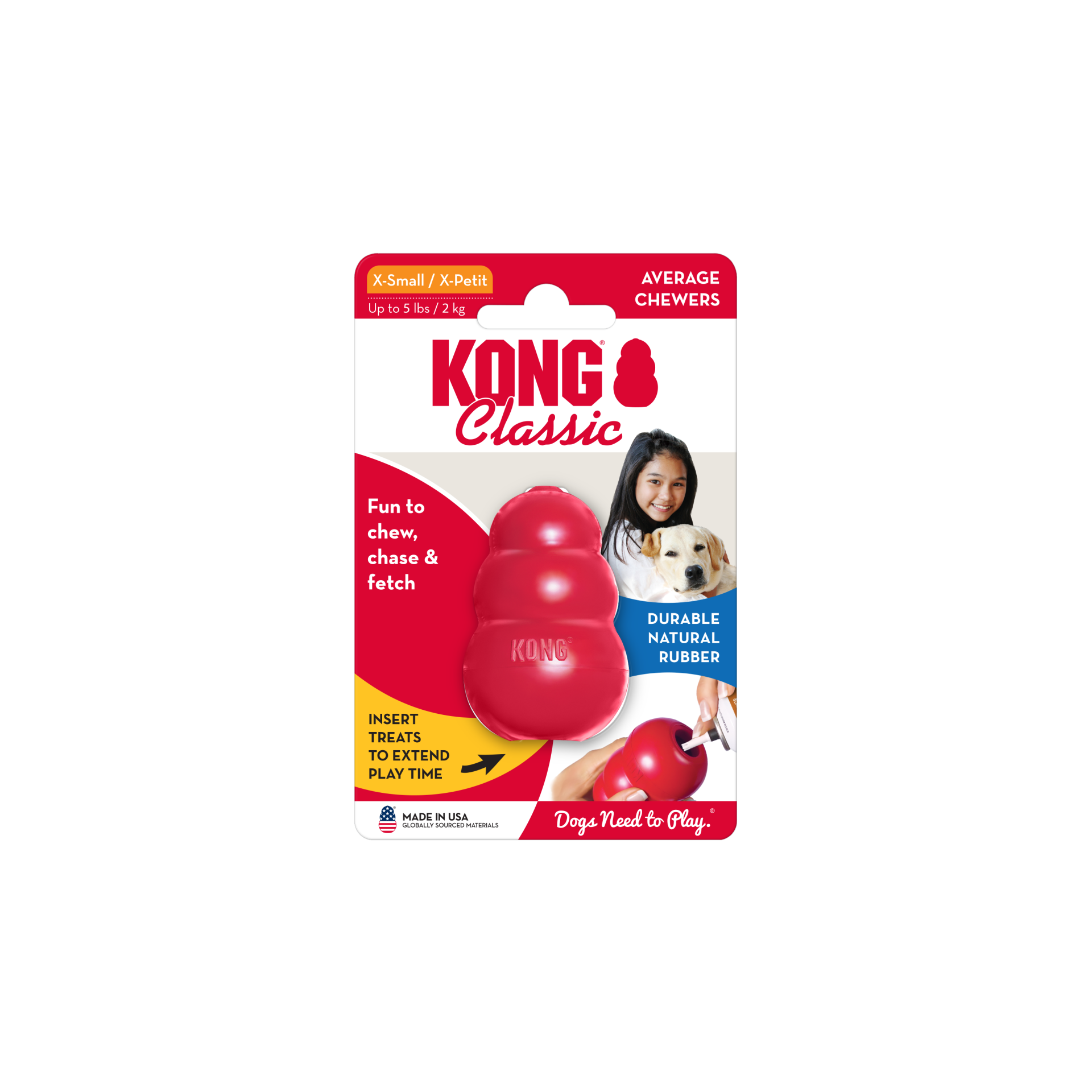 KONG Classic Köpekler için Çok Amaçlı Isırma Oyuncağı XS