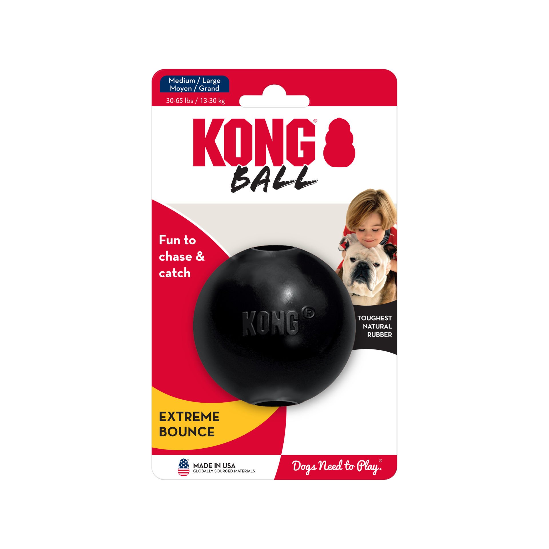KONG Extreme Köpekler için Top Şeklinde Çok Amaçlı Isırma Oyuncağı Ultra Sert M/L