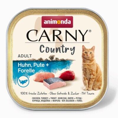 Animonda Carny Country Tavuklu Hindili ve Alabalıklı Yetişkin Kedi Konservesi 100g 32li Skt:02/28