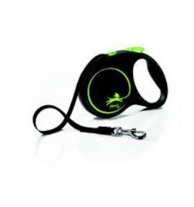 Flexi Black Desing Yeşil Şerit Otomatik Köpek Tasması 5 Mt Small