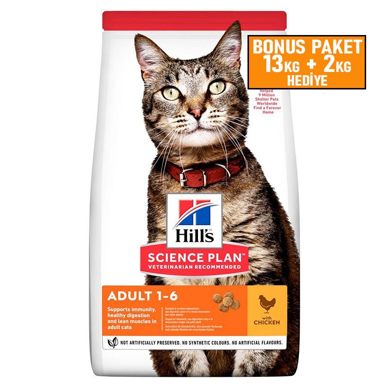 Hills Science Plan Tavuklu Yetişkin Kedi Maması 13+2 Kg Skt:01/26