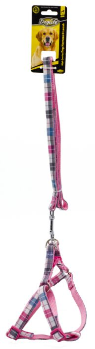 202586-Doglife Köpekler İçin Ekose Desenli Göğüs Tasması+Gezdirme 1,5Cm