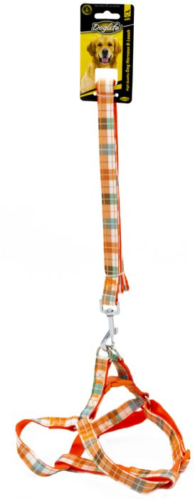 202587-Doglife Köpekler İçin Ekose Desenli Göğüs Tasması+Gezdirme 2,0Cm
