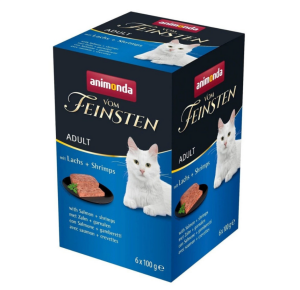 Animonda Vom Feinsten Somonlu ve Karidesli Yetişkin Kedi Konservesi 6x100g Skt:11/27