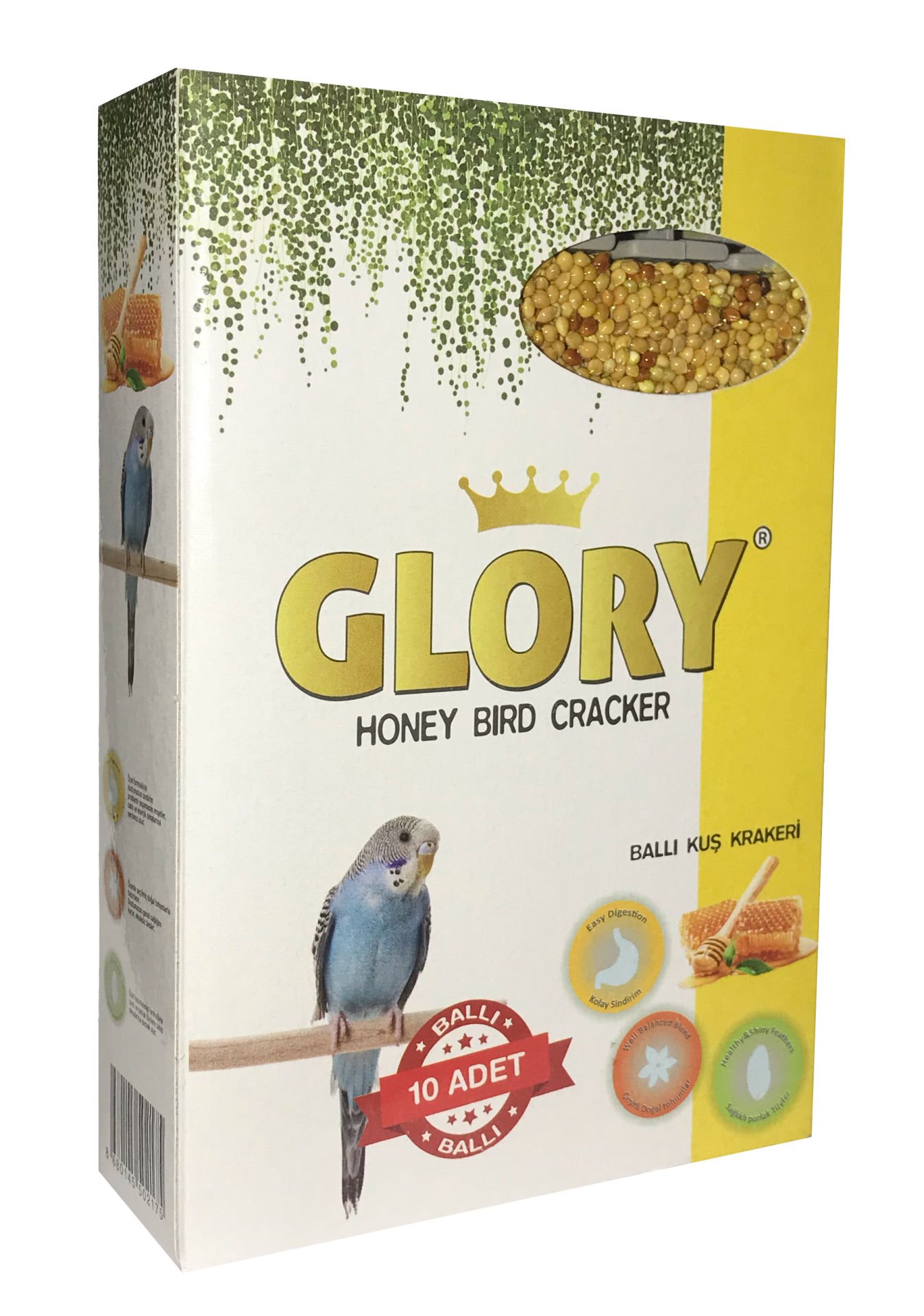 Glory Ballı Muhabbet Kuşu Krakeri 10'Lu Paket 25 Adet skt:12/27
