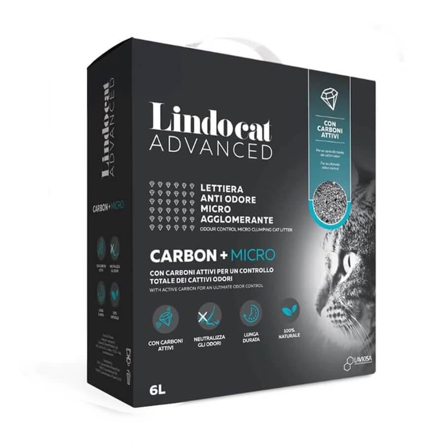 Lindocat Advanced Cabon+Akif Karbonlu EKSTA Topaklanan İnce Taneli Kedi Kumu 6L