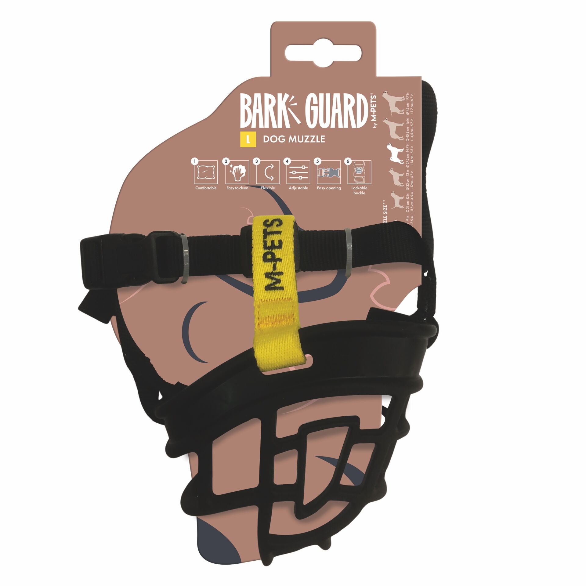 10845599 M-Pets Bark Guard Ağızlık (L) Black/Yellow