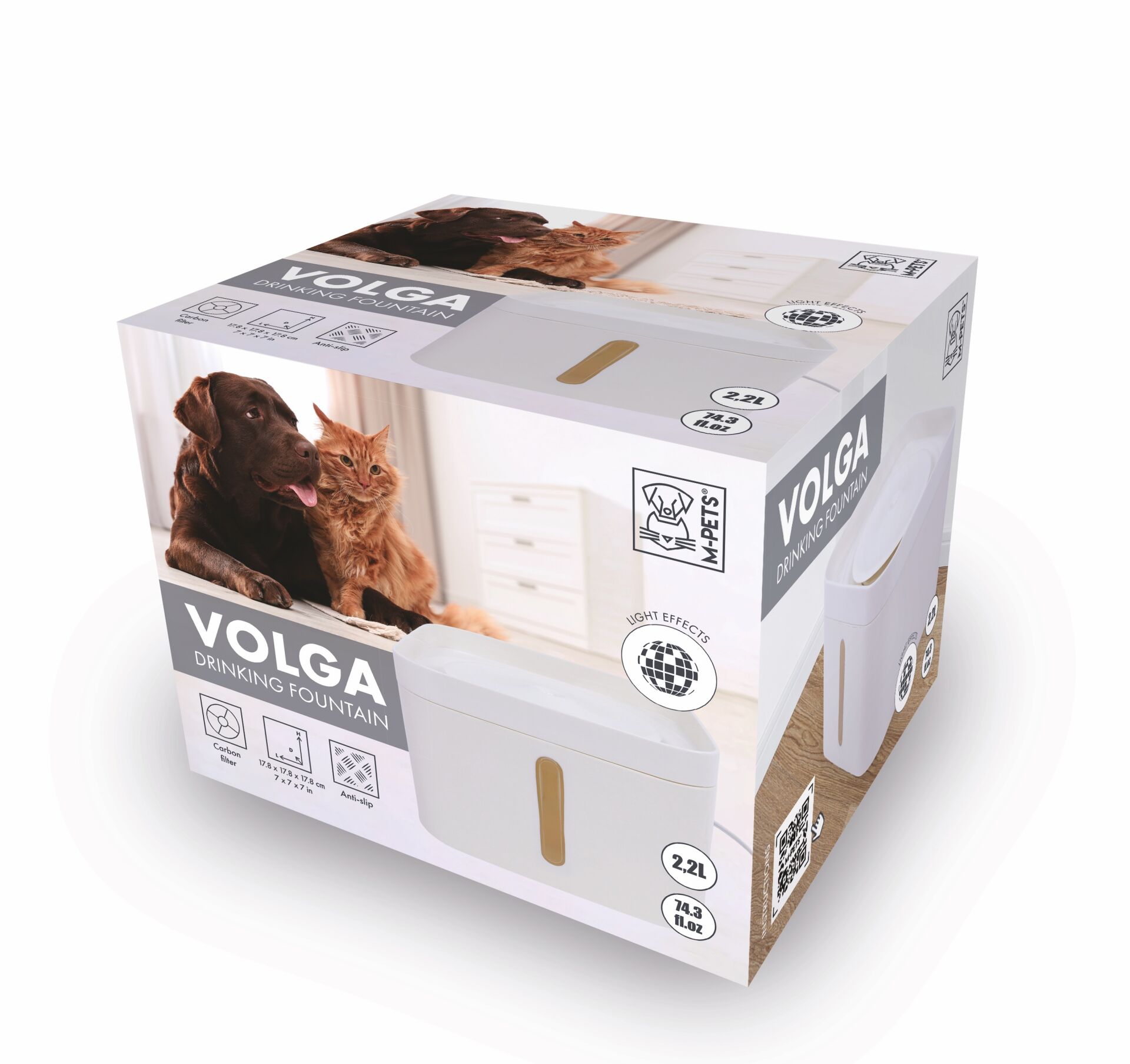 60530201 M-Pets Volga Işıklı Su Sebili 2,2L