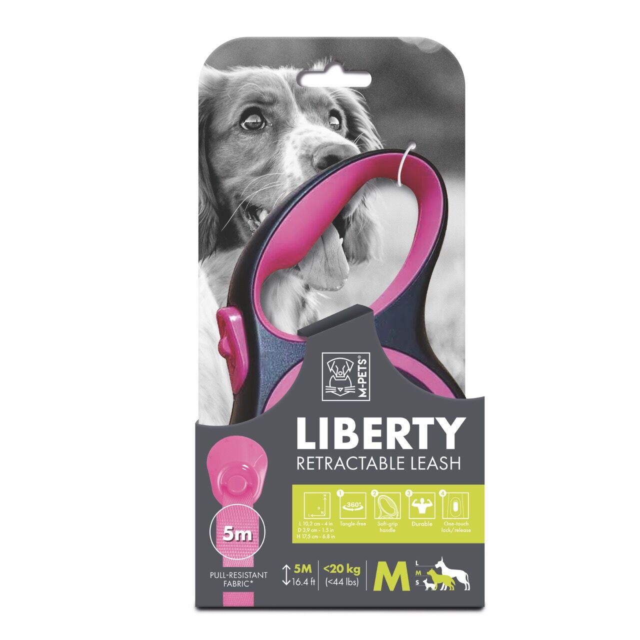 10842699 M-Pets Lıberty Otomatik Gezdirme Şerit 5Mt/Pınk (M)