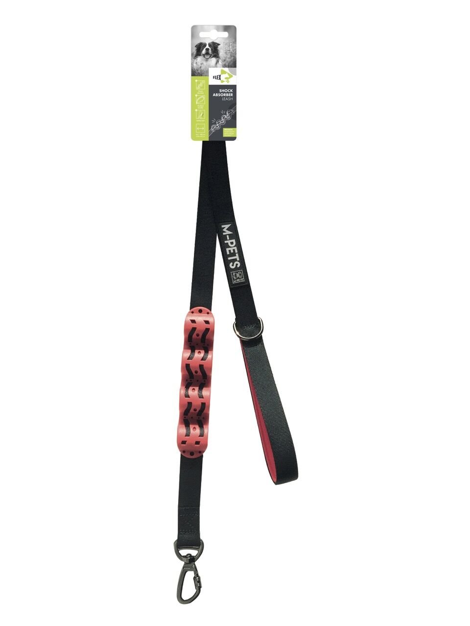 10819499 M-Pets Flex Şok Emici Gezdirme Tasma Black/Red 120Cm