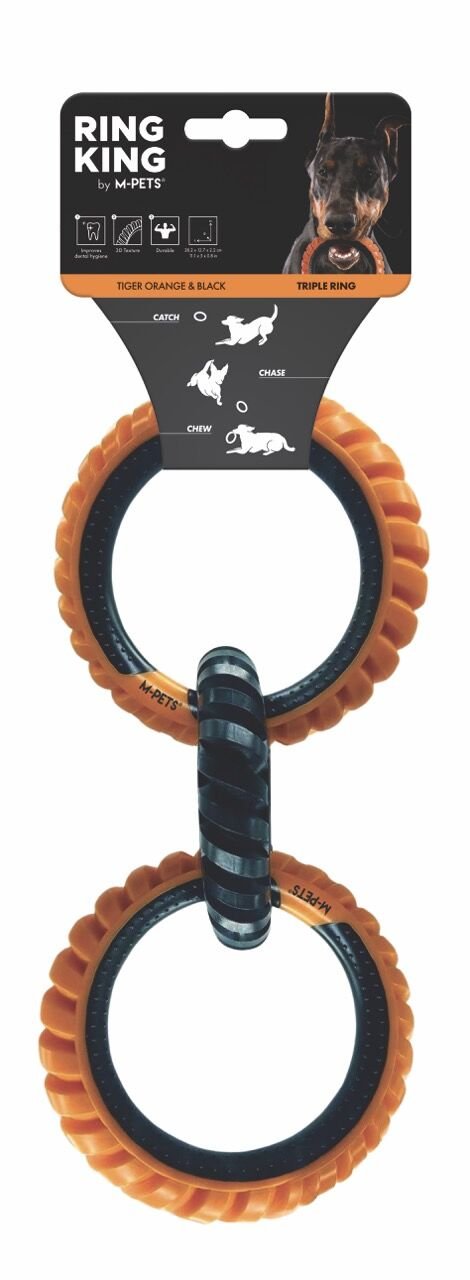 10660199 M-Pets Rıng Kıng Köpek Oyuncağı Trıple Orange/Black