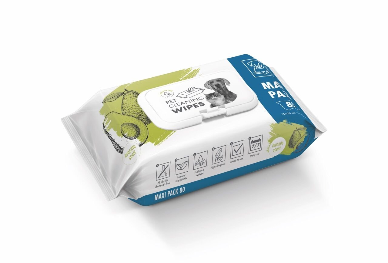 60101999 M-Pets Avocado Kedi Ve Köpekler İçin Temizlik Mendili 80Li