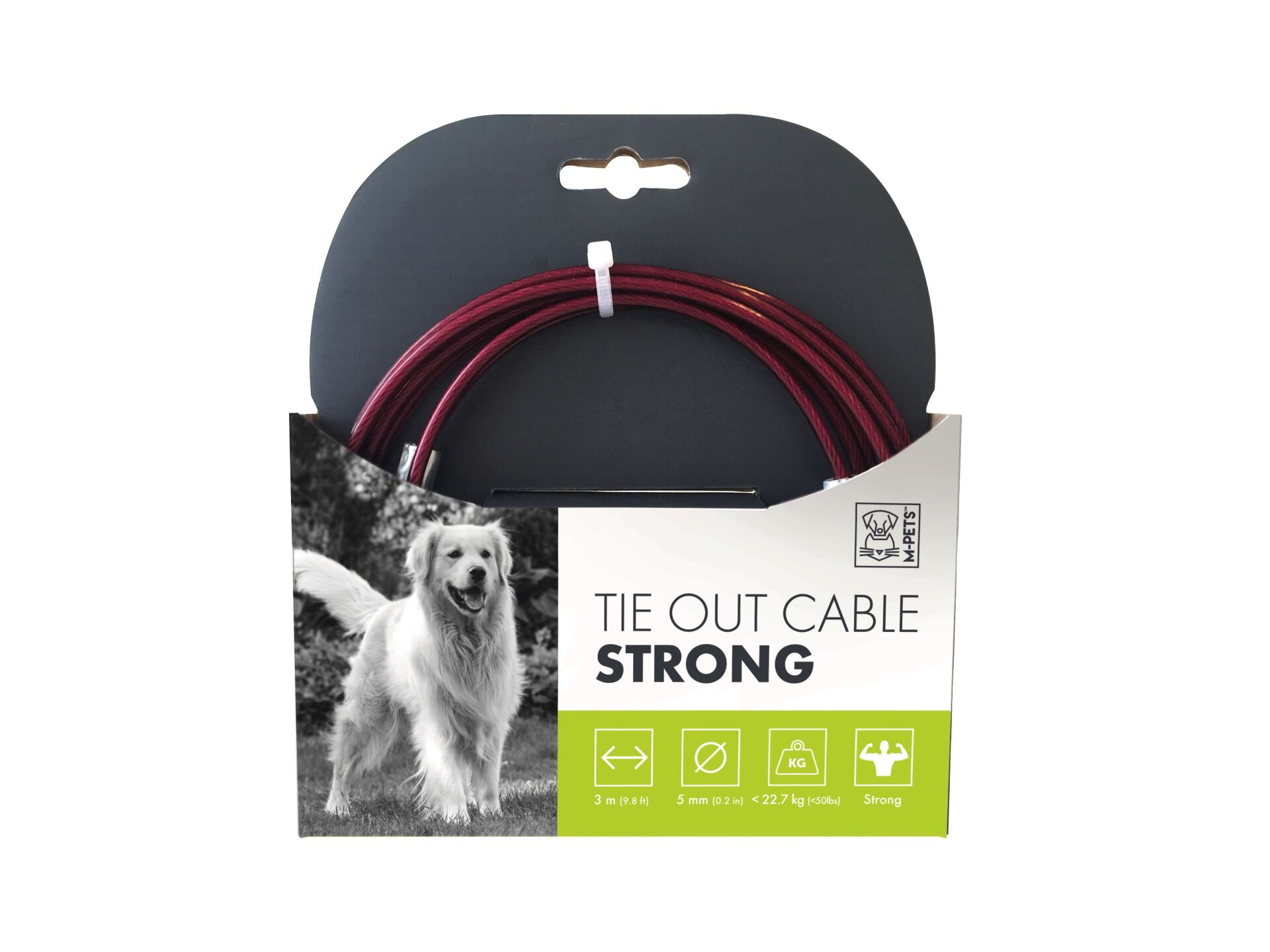 10800099 M-Pets Strong Bahçe Bağlama Halatı 3Mt/Red