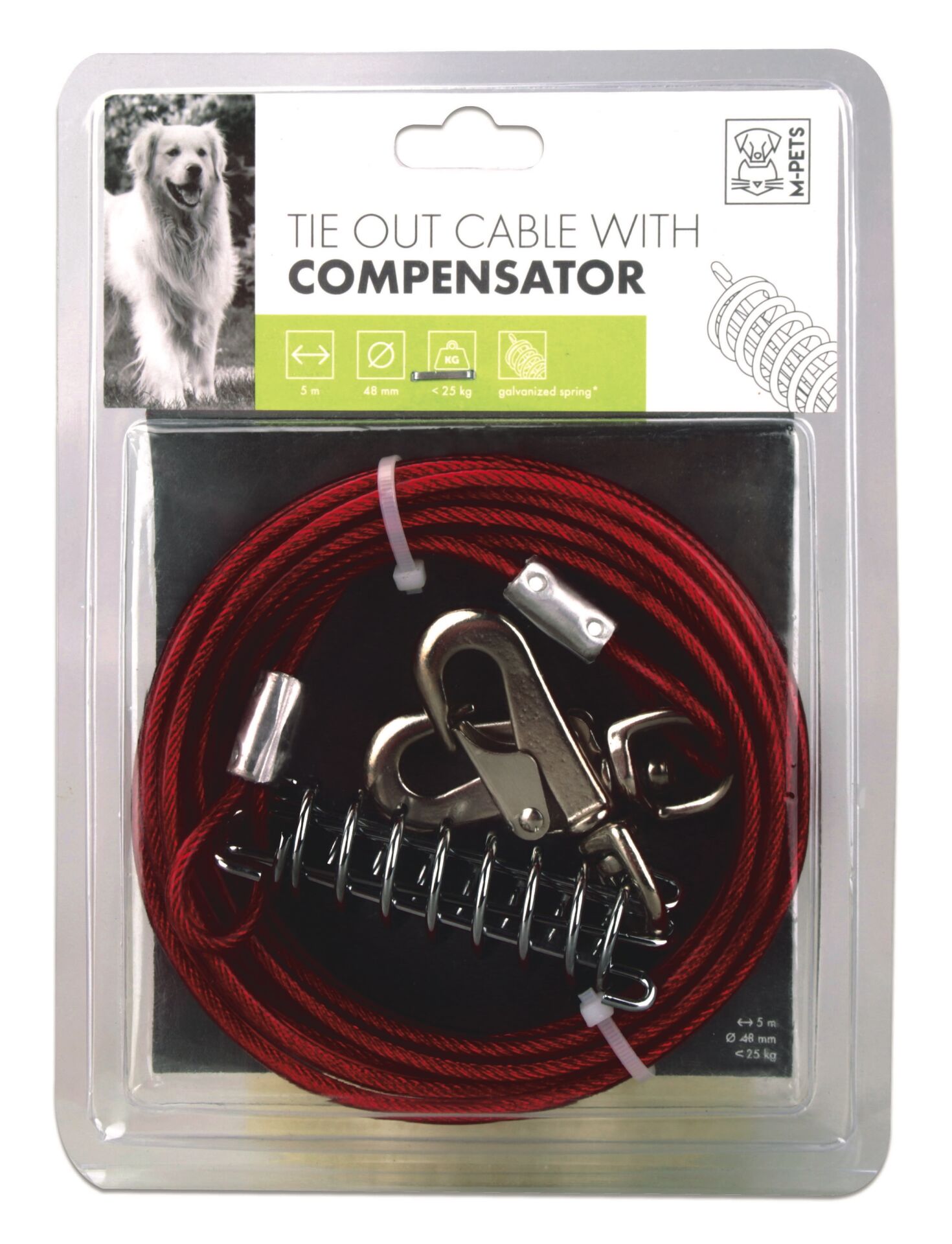10801405 M-Pets Compensator Bahçe Bağlama Halatı 5Mt/Red