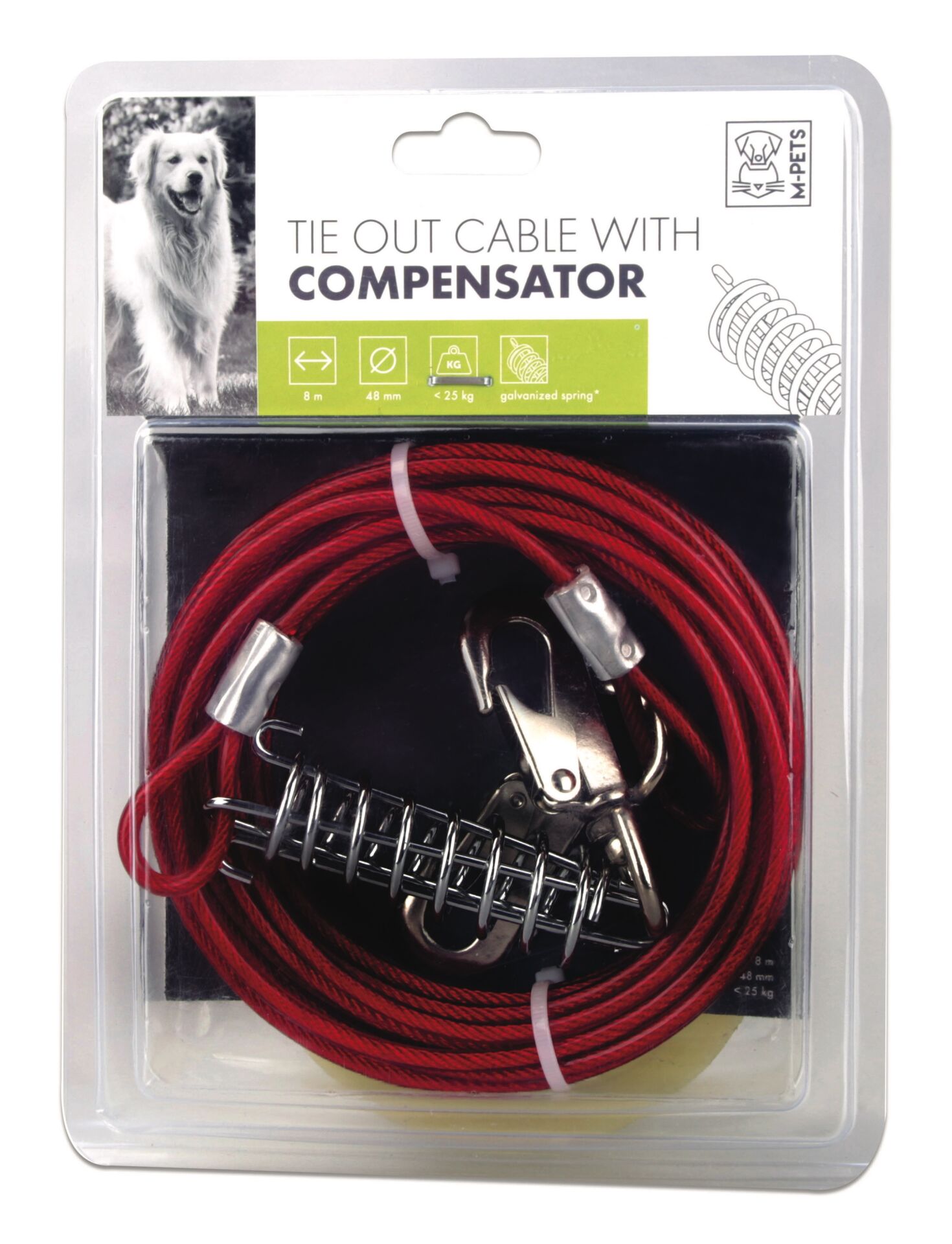 10801305 M-Pets Compensator Bahçe Bağlama Halatı 8Mt/Red