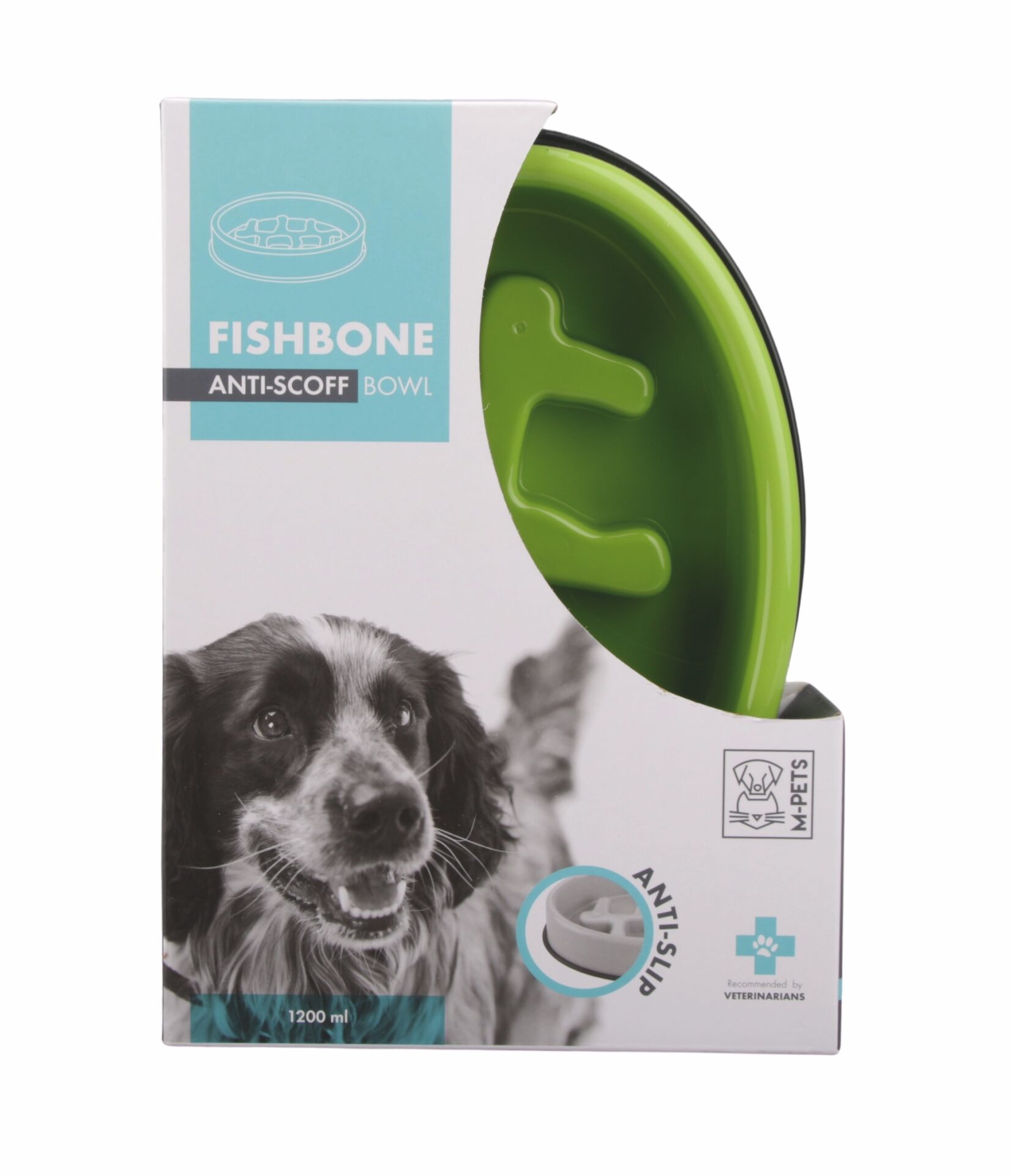 10504008 M-Pets Fıshbone Yavaş Yeme Mama Kabı 1200Ml Green