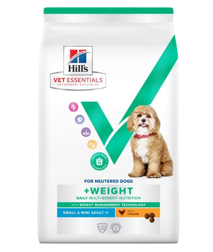 Hill's Vet Essentials Neutered Multi-Benefit + Weight Kısırlaştırılmış Küçük ve Mini Tavuklu Köpek Maması 2 kg skt:09/27