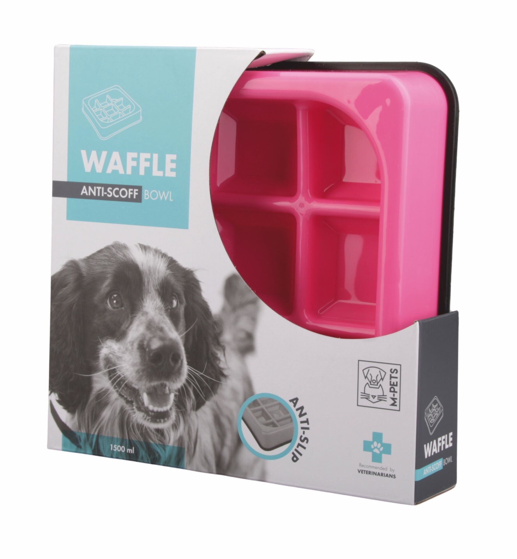10504107 M-Pets Waffle Yavaş Yeme Mama Kabı 1500Ml Pink