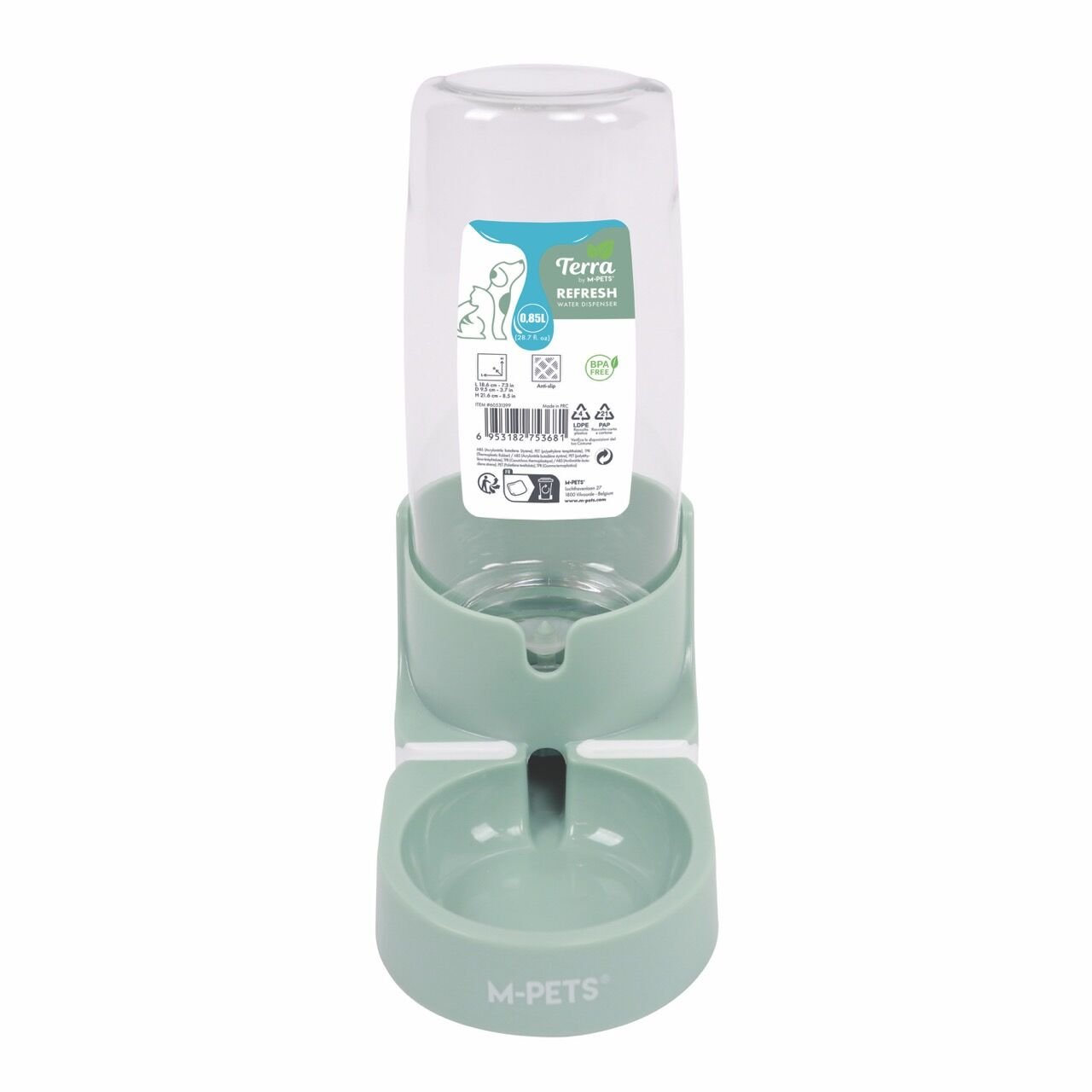 60531399 M-Pets Refresh Small Hazneli Su Kabı 0.85L Sea Green
