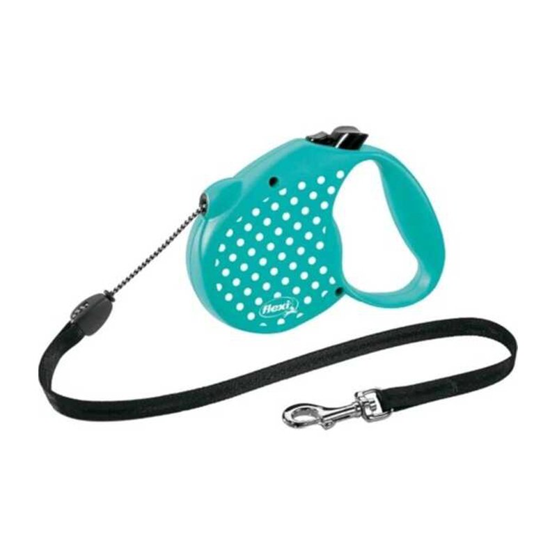 Flexi Dots Mavi İp Otomatik Köpek Tasması 5 Mt Small