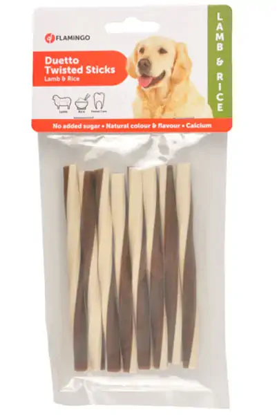Flamingo Duetto Kuzulu ve Pirinçli Çubuk Köpek Ödül Maması 85gr 5li skt: 11/26